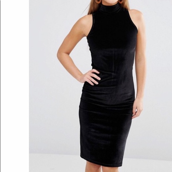 Dresses & Skirts - CLEARANCE Elegant Turtle Neck Black Velvet Dress
